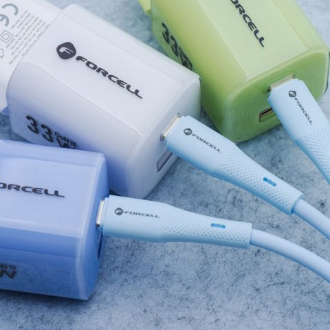 Kabel USB C do USB C Forcell F-Energy QC4.0 PD 3A 60W Silicone 1 m C344 niebieski