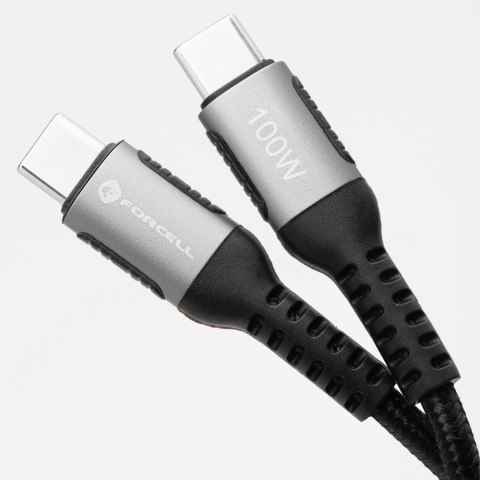 Kabel USB C do USB C Forcell F-Energy QC4.0 PD 5A 100W Cafule 0,25 m C260 czarny