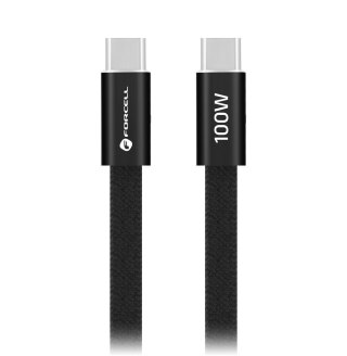 Kabel USB C do USB C Forcell F-Energy QC4.0 PD 5A 100W Cafule Flat 1,2 m CCFN23 czarny