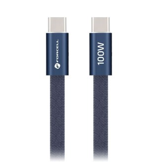 Kabel USB C do USB C Forcell F-Energy QC4.0 PD 5A 100W Cafule Flat 1,2 m CCFN23 granatowy
