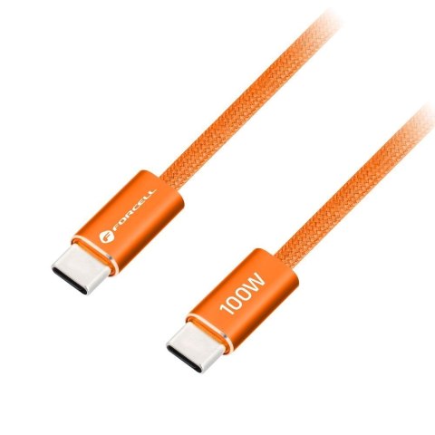 Kabel USB C do USB C Forcell F-Energy QC4.0 PD 5A 100W Cafule Flat 1,2 m CCFN23 pomarańczowy