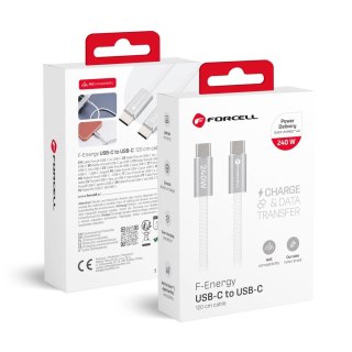 Kabel USB C do USB C Forcell F-Energy QC4.0 PD 5A 240W Cafule Color 1,2 m CBN1 biały