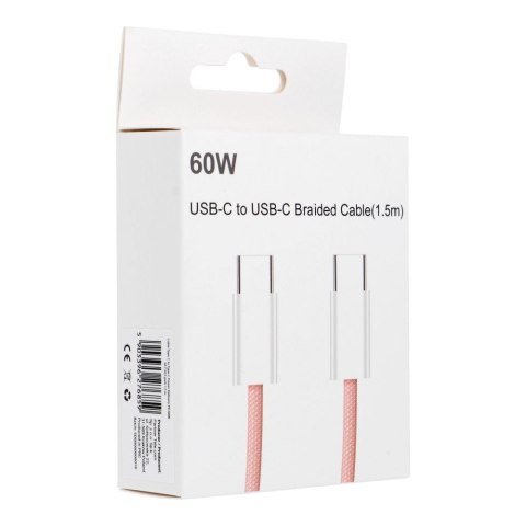 Kabel USB C do USB C PD QC3.0 3A 60W 1,5 m C263 różowy
