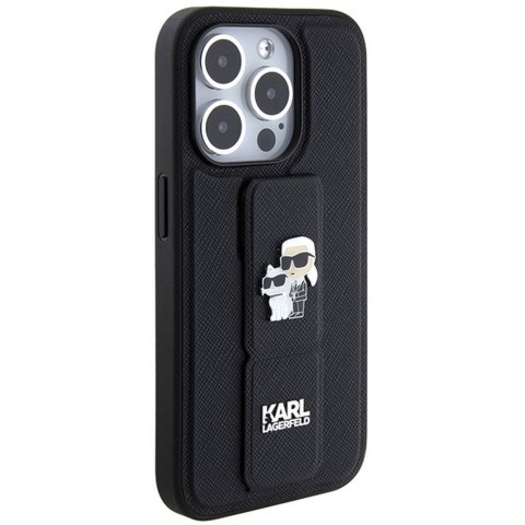 KARL LAGERFELD futerał do IPHONE 14 Pro KLHCP14LGSAKCPK (Gripstand Saffiano KC PIN) czarny
