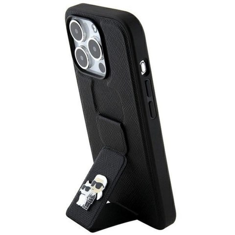 KARL LAGERFELD futerał do IPHONE 14 Pro KLHCP14LGSAKCPK (Gripstand Saffiano KC PIN) czarny