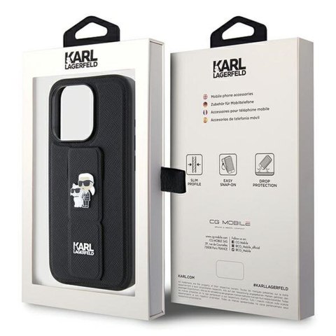 KARL LAGERFELD futerał do IPHONE 14 Pro KLHCP14LGSAKCPK (Gripstand Saffiano KC PIN) czarny