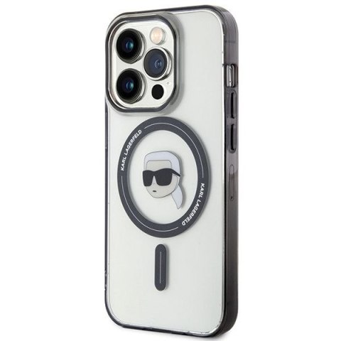 KARL LAGERFELD futerał do IPHONE 15 Pro KLHMP15LHKHNOTK (Karl Head + MAG) transparentny