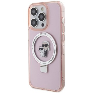 KARL LAGERFELD futerał do IPHONE 15 Pro Max kompatybilny z MagSafe KLHMP15XHMRSKCP (Ringstand KC) różowy