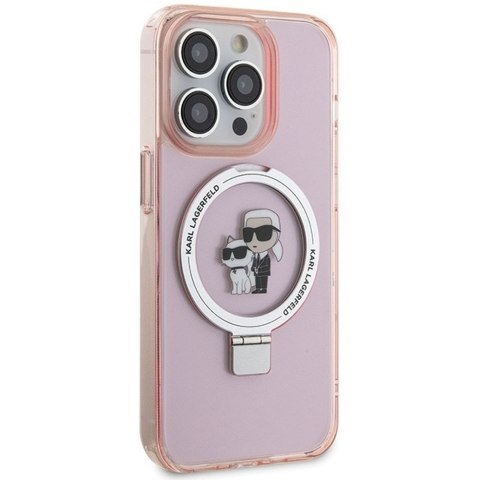 KARL LAGERFELD futerał do IPHONE 15 Pro Max kompatybilny z MagSafe KLHMP15XHMRSKCP (Ringstand KC) różowy