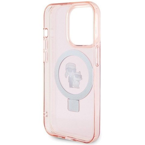 KARL LAGERFELD futerał do IPHONE 15 Pro Max kompatybilny z MagSafe KLHMP15XHMRSKCP (Ringstand KC) różowy