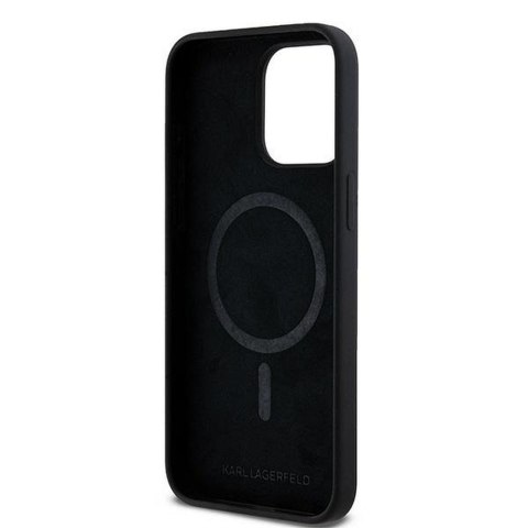 KARL LAGERFELD futerał do IPHONE 15 Pro Max kompatybilny z MagSafe KLHMP15XSCMKCRHK (Silicone KC Body Ring) czarny