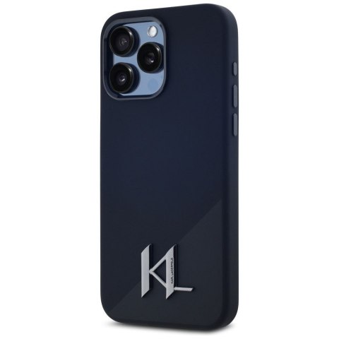 KARL LAGERFELD futerał do IPHONE 15 Pro kompatybilny z MagSafe KLHMP15LSCMKMPCK (Silicone Initial Metal Logo) czarny