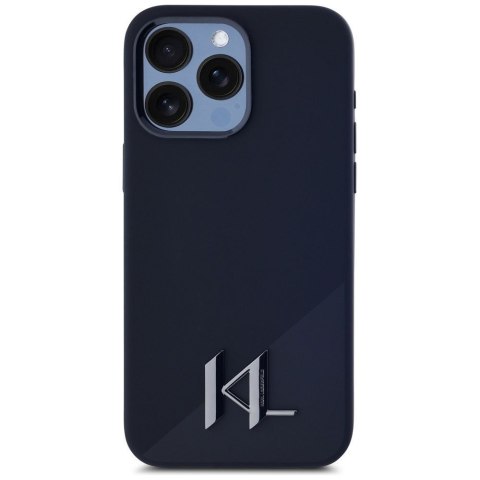 KARL LAGERFELD futerał do IPHONE 15 Pro kompatybilny z MagSafe KLHMP15LSCMKMPCK (Silicone Initial Metal Logo) czarny