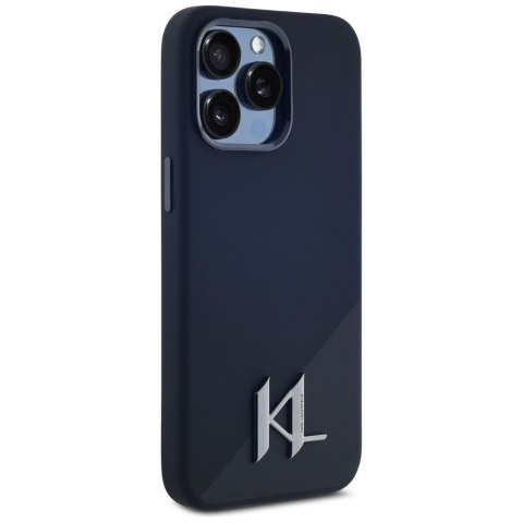 KARL LAGERFELD futerał do IPHONE 15 Pro kompatybilny z MagSafe KLHMP15LSCMKMPCK (Silicone Initial Metal Logo) czarny