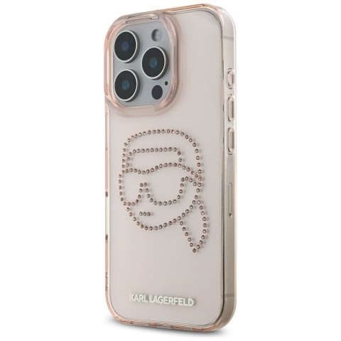 KARL LAGERFELD futerał do IPHONE 16 Pro KLHCP16LHKHDCELP (IML Rhinestones S K Head) różowy