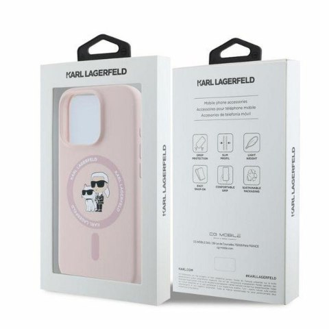 KARL LAGERFELD futerał do IPHONE 16 Pro Max kompatybilny z MagSafe KLHMP16XSCMKCRHP (Silicone KC Body Ring) różowy