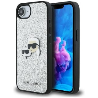 KARL LAGERFELD futerał do IPHONE 16e (SE 4 2025) KLHCPSE4PFGKCPS (Fixed Glitter W/ Ikonik Metal Pin) srebrny