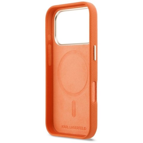 KARL LAGERFELD futerał do IPHONE 17 Pro kompatybilny z MagSafe KLHMP17L5PGFKHGO (PU FW W/ KHead Logo) pomarańczowy