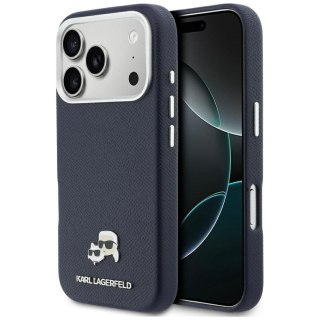 KARL LAGERFELD futerał do IPHONE 17 Pro kompatybilny z MagSafe KLHMP17L6PFKCLB (PU FW W/ K&C Head Pin) niebieski