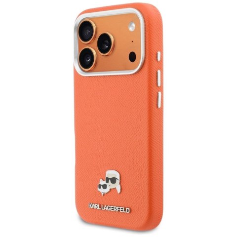 KARL LAGERFELD futerał do IPHONE 17 Pro kompatybilny z MagSafe KLHMP17L6PFKCLO (PU FW W/ K&C Head Pin) pomarańczowy