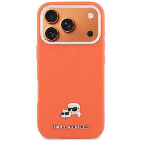 KARL LAGERFELD futerał do IPHONE 17 Pro kompatybilny z MagSafe KLHMP17L6PFKCLO (PU FW W/ K&C Head Pin) pomarańczowy