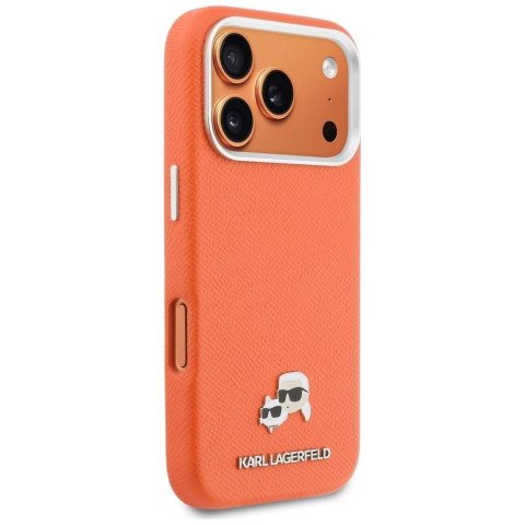 KARL LAGERFELD futerał do IPHONE 17 Pro kompatybilny z MagSafe KLHMP17L6PFKCLO (PU FW W/ K&C Head Pin) pomarańczowy