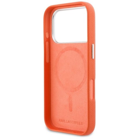 KARL LAGERFELD futerał do IPHONE 17 Pro kompatybilny z MagSafe KLHMP17L6PFKCLO (PU FW W/ K&C Head Pin) pomarańczowy