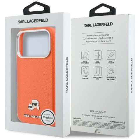 KARL LAGERFELD futerał do IPHONE 17 Pro kompatybilny z MagSafe KLHMP17L6PFKCLO (PU FW W/ K&C Head Pin) pomarańczowy