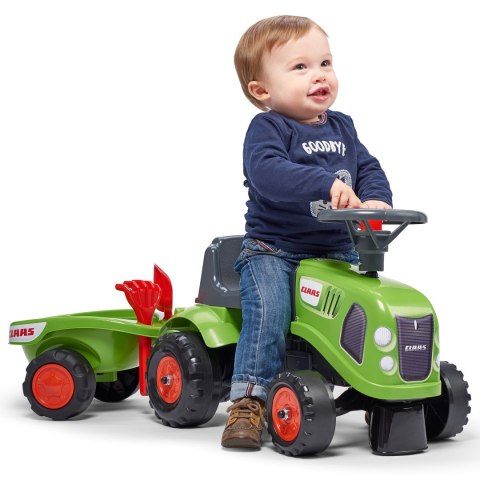 FALK Traktorek Baby Claas Zielony z Przyczepką + akc. od 1-3 lat