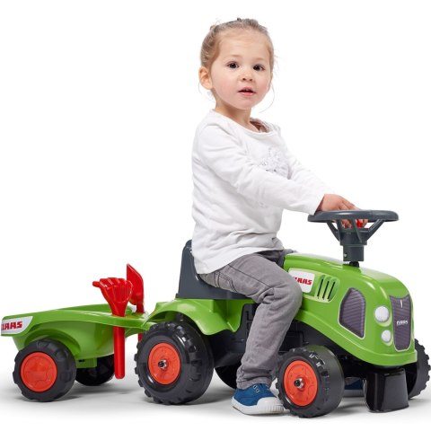 FALK Traktorek Baby Claas Zielony z Przyczepką + akc. od 1-3 lat