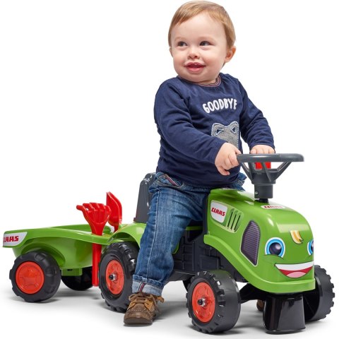 FALK Traktorek Baby Claas Zielony z Przyczepką + akc. od 1-3 lat