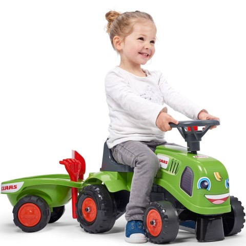 FALK Traktorek Baby Claas Zielony z Przyczepką + akc. od 1-3 lat
