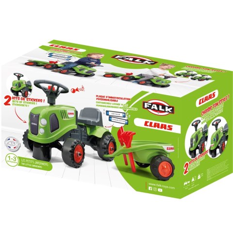 FALK Traktorek Baby Claas Zielony z Przyczepką + akc. od 1-3 lat