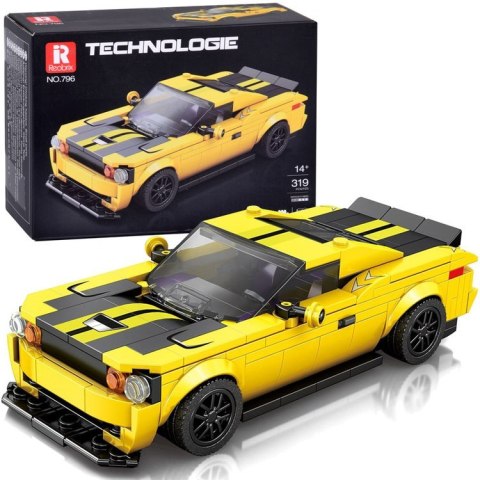 Klocki techniczne 319-elementów + naklejki Żółte Sportowe Auto ZA5260