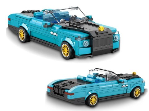 Klocki techniczne Retro auto NIEBIESKI KABRIOLET złote felgi 417-ele ZA5788