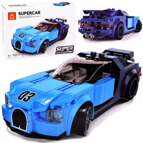 Klocki techniczne Sportowe auto NIEBIESKIE 139-elementów + naklejki ZA4288