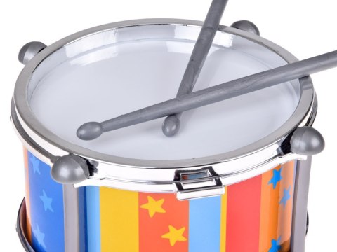 Kolorowy bębenek dla dobosza 2 pałeczki + pasek śr 18 cm IN0181