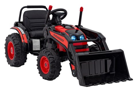 Koparka Traktor na akumulator dla dzieci Czerwony + Ruchome Ramię Łyżka + Pilot + Wolny Start + Radio FM + LED