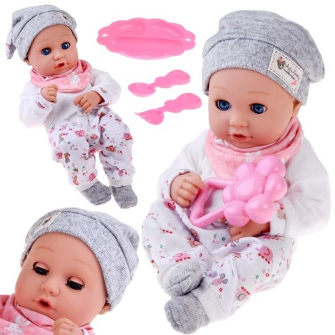 Lalka BOBAS 32cm z ruchomymi oczkami + akcesoria do karmienia ZA5833