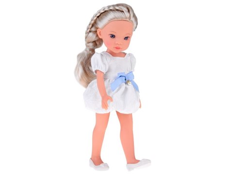 Lovely Girl Urocza Lalka w białej sukience z niebieską kokardką 33cm ZA5850