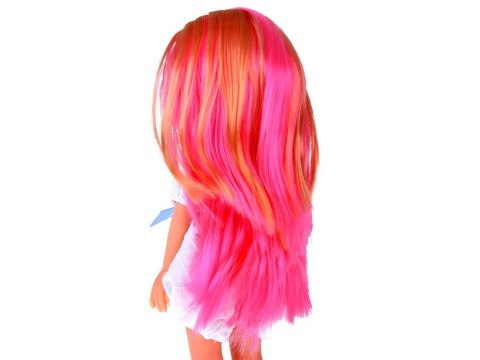 Lovely Girl Urocza Lalka w białej sukience z niebieską kokardką 33cm ZA5850