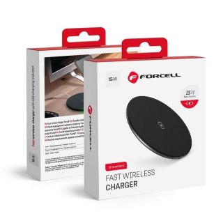 Ładowarka indukcyjna Forcell F-Energy Qi QC 15W + kabel USB C do USB A czarna