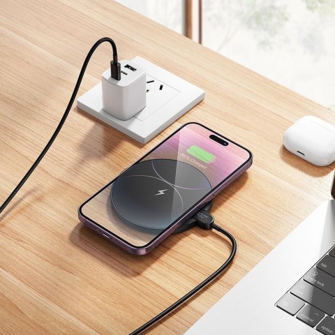 Ładowarka indukcyjna Hoco 15W z kablem USB C i wyświetlaczem CW62 czarna