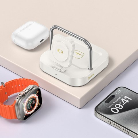 Ładowarka indukcyjna Hoco 3w1 3A 5W kompatybilna z Apple Watch CQ16A biała