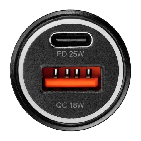 Ładowarka samochodowa Blue Star USB C + USB A QC3.0 PD AFC PPS 3A 25W + kabel USB C do Lightning czarna