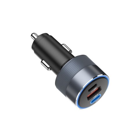 Ładowarka samochodowa Forcell F-Energy Alu 2 x USB C + USB A QC4.0 PD SFC2.0 3A 85W szara