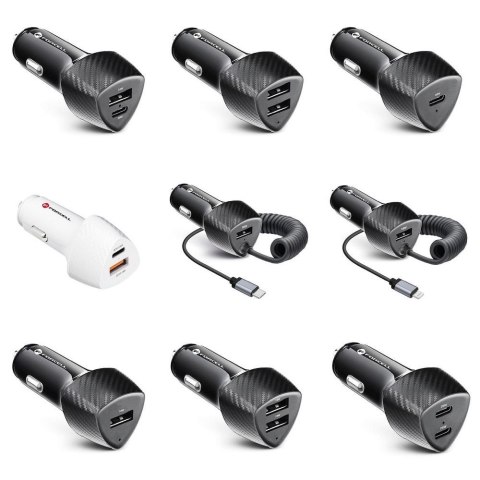 Ładowarka samochodowa Forcell F-Energy Carbon 2 x USB C QC3.0 PD 3A 40W CC50-2C czarna