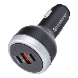 Ładowarka samochodowa USB A + 2 x Typ C PD QC3.0 3A 191W CC69-2C1A black