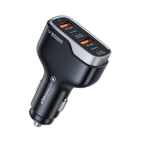 Ładowarka samochodowa VEGER 2 x USB A + 2 x Typ C PD QC 3A 66W CC53-2A2C czarna