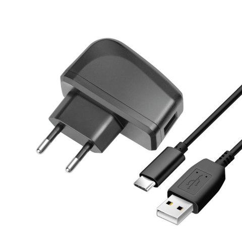 Ładowarka sieciowa do telefonu Blue Star Lite USB A 2A 10W + kabel USB A do USB C TFK-TC-1095B czarna